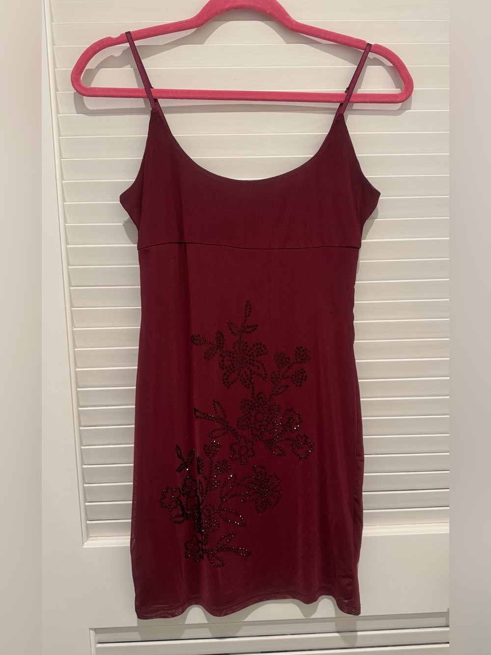 Madden Girl Burgundy Sequin Floral Slip Dress